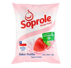 Yoghurt en Bolsa Sabor Frutilla Soprole de 1lt
